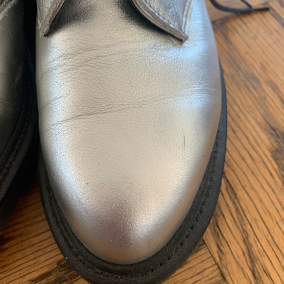 Women’s Silver Dr Martens Leather Lace-Up Boots Made in England Size 7